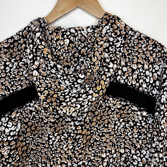 Free People Movement Light Jacket Women Small Leopard Animal Print Hooded Zip Up - Picture 10 of 16